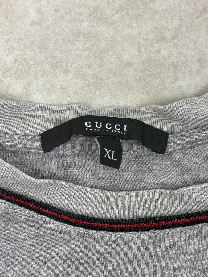 2000s Gucci Grey Longsleeve Contrast Stitch Longsleeves T-Shirt podrTJX 8