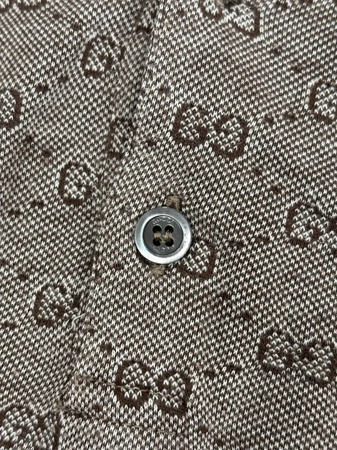2000s Gucci Grey Monogram Contrast Yellow Collar Polo BYDLhRu 9