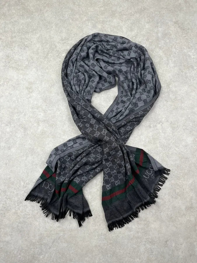 2000s Gucci Grey Monogram Signature Scarf axXBNxu 0