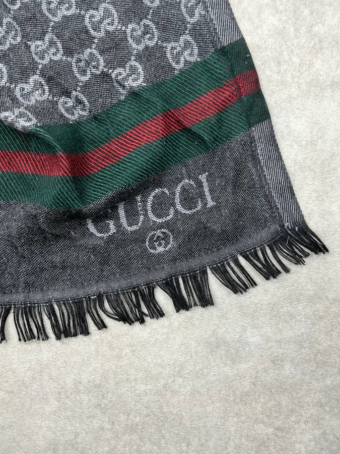 2000s Gucci Grey Monogram Signature Scarf axXBNxu 5