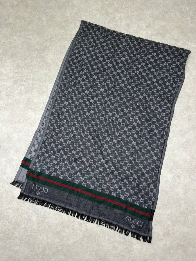 2000s Gucci Grey Monogram Signature Scarf axXBNxu 3