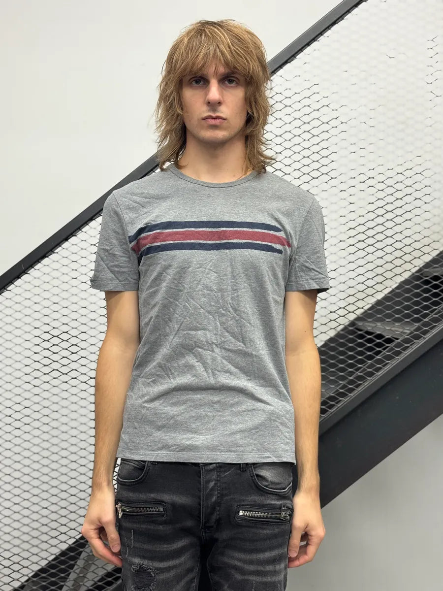 2010s Gucci Grey Painted Striped T-Shirt iIwZRVh 1