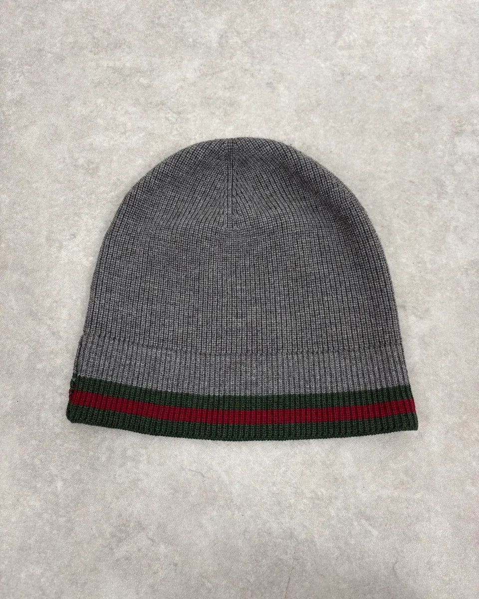 2000s Gucci Grey Signature Classy Wool & Silk Beanie NDIpHIm 0