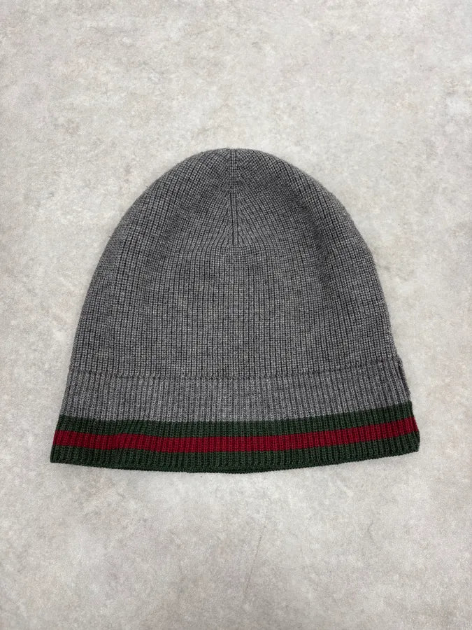 2000s Gucci Grey Signature Classy Wool & Silk Beanie NDIpHIm 3