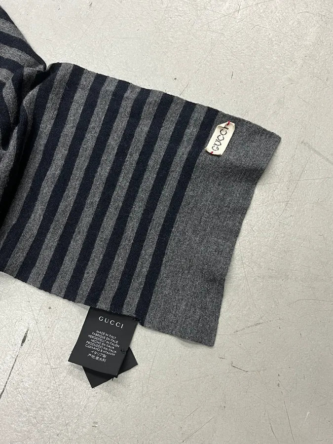 SS2008 Gucci Grey Stripes Wool Scarf tQreyNQ 3