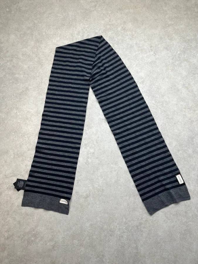 SS2008 Gucci Grey Stripes Wool Scarf tQreyNQ 2