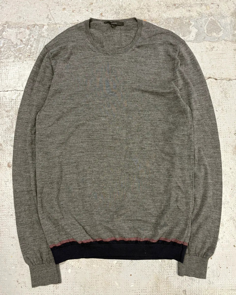 2010s Gucci Grey Wool Contrast Classy Sweater YBACTiU 0