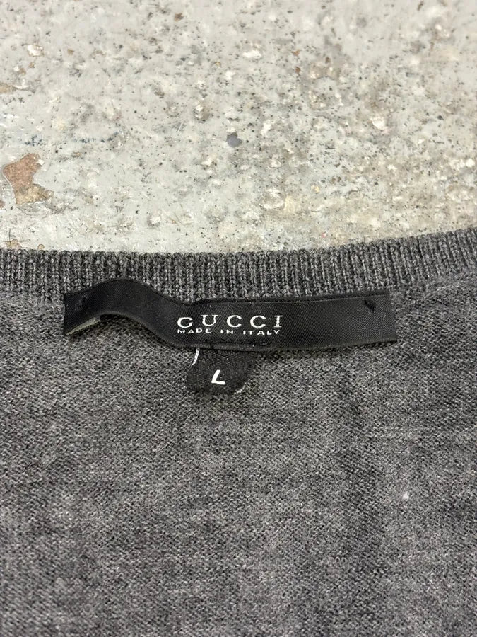 2010s Gucci Grey Wool Contrast Classy Sweater YBACTiU 8