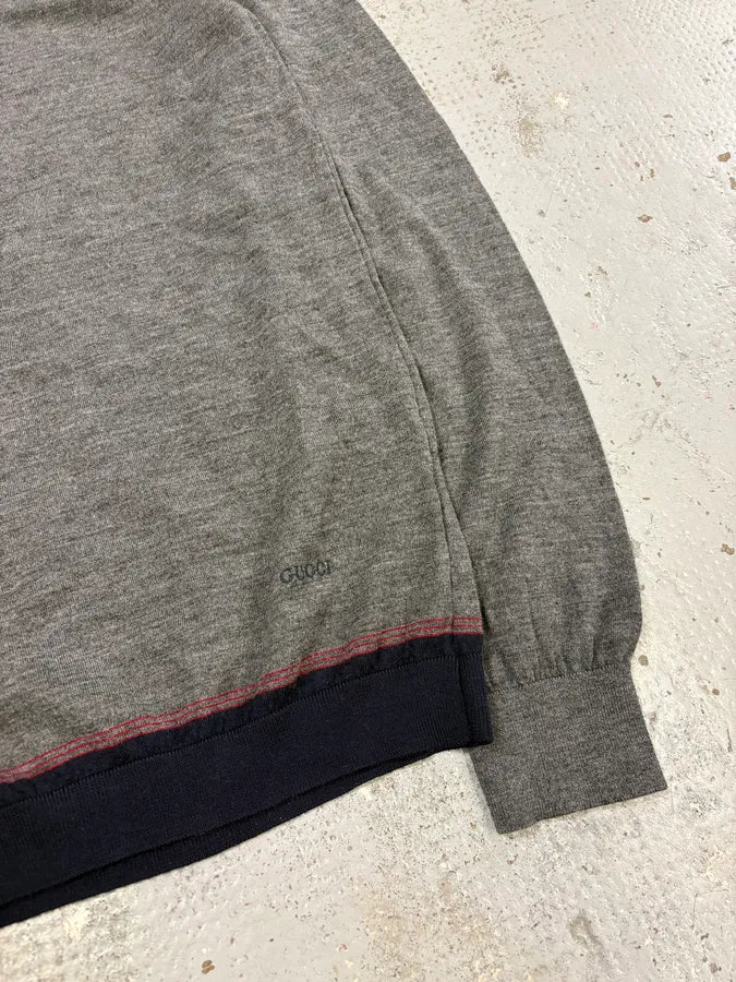 2010s Gucci Grey Wool Contrast Classy Sweater YBACTiU 6