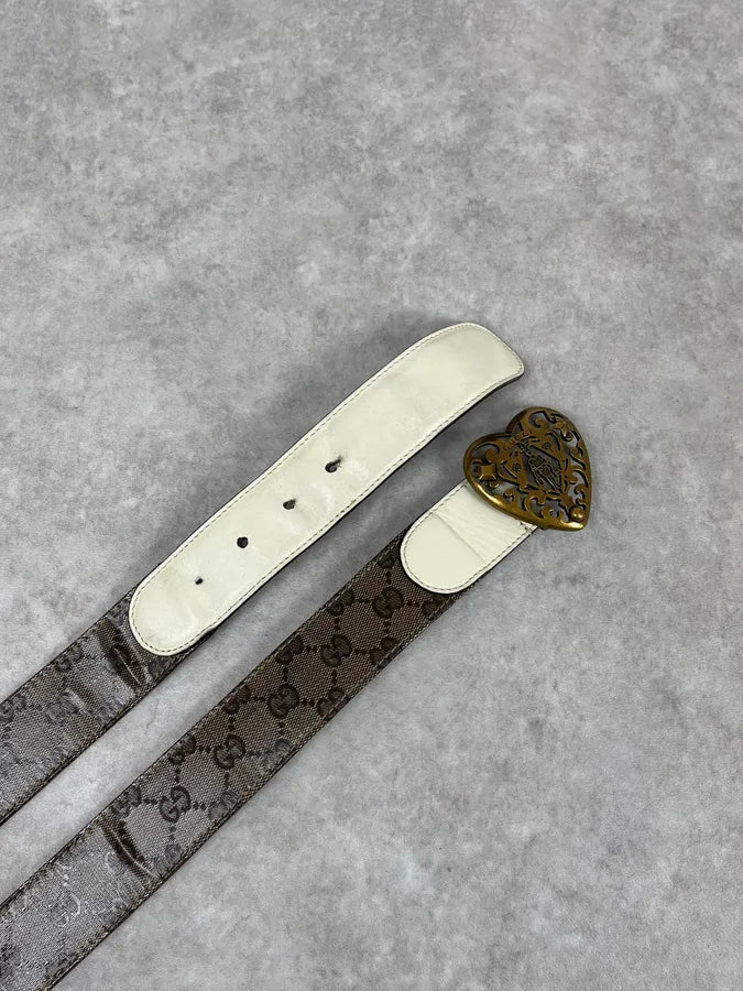 2000s Gucci Heart Knight Monogram Leather Belt kHtkuRl 2