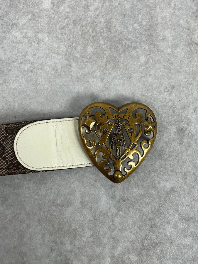 2000s Gucci Heart Knight Monogram Leather Belt kHtkuRl 3