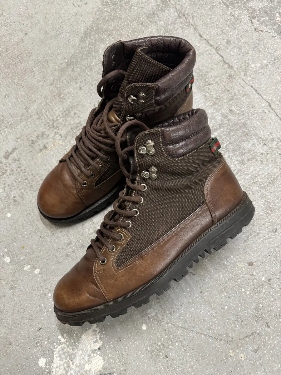 2000s Gucci High Brown Hybrid Leather Daily Mountain Boots zZLTrCT 1