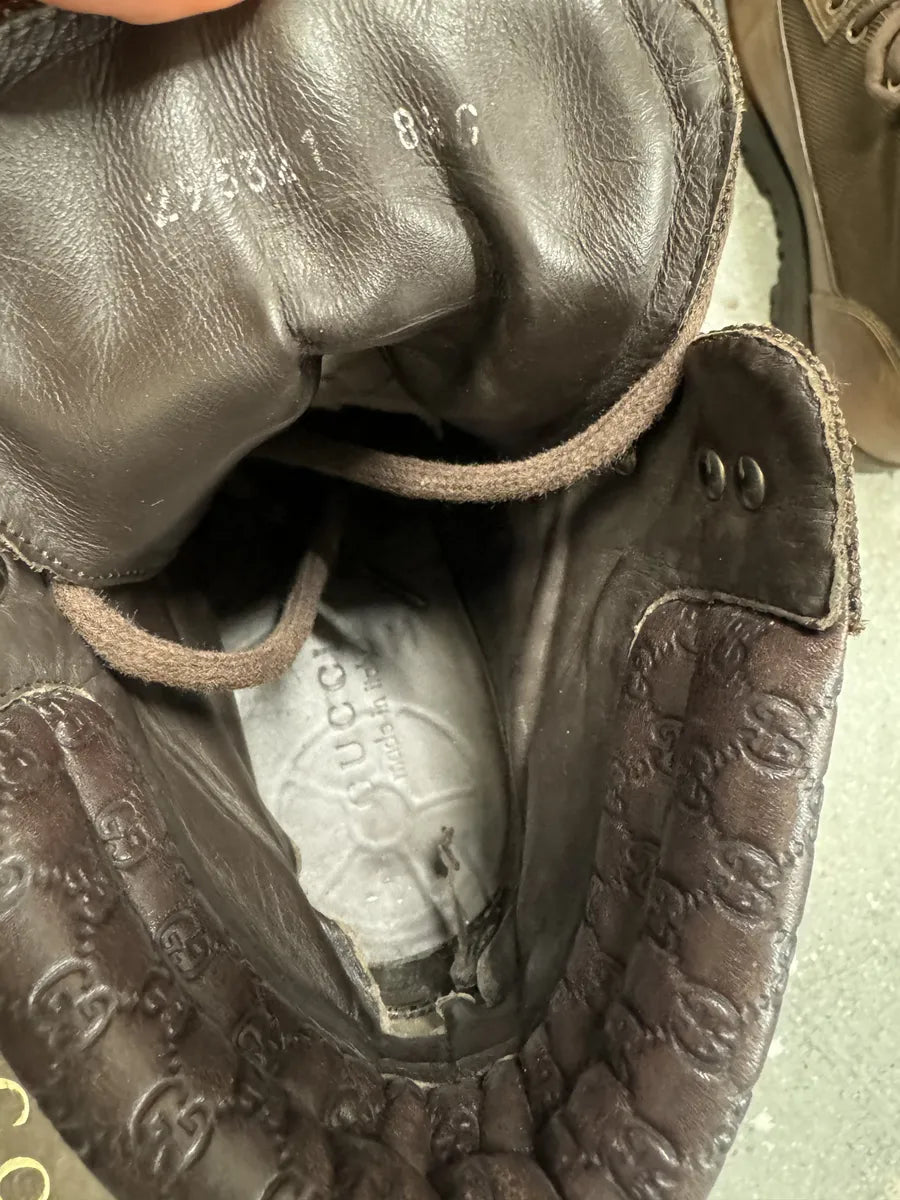 2000s Gucci High Brown Hybrid Leather Daily Mountain Boots zZLTrCT 8