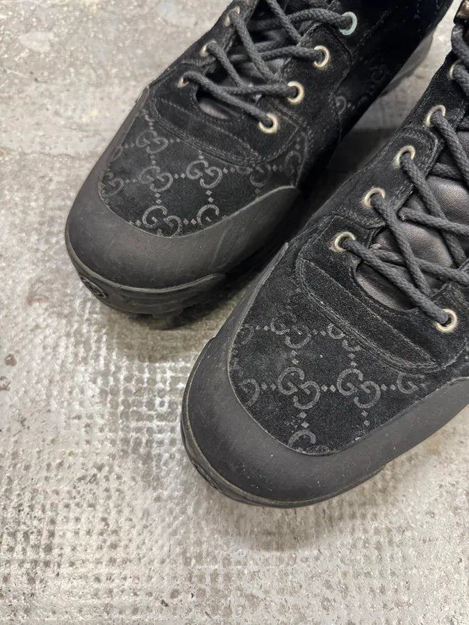 2000s Gucci High Fur Nebraska Mountain Black Monogram Shoes (47eu/us12.5) 4