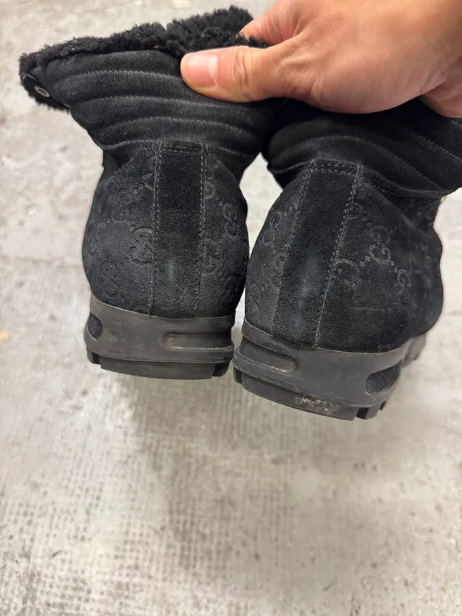 2000s Gucci High Fur Nebraska Mountain Black Monogram Shoes (47eu/us12.5) 5