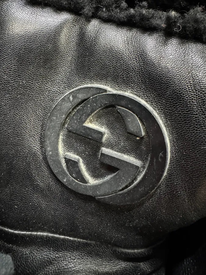 2000s Gucci High Fur Nebraska Mountain Black Monogram Shoes (47eu/us12.5) 7