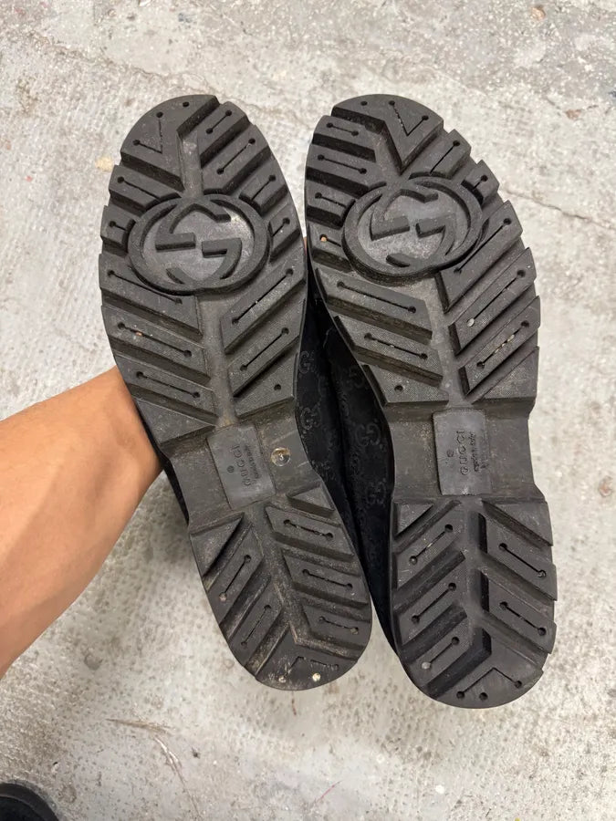 2000s Gucci High Fur Nebraska Mountain Black Monogram Shoes (47eu/us12.5) 8