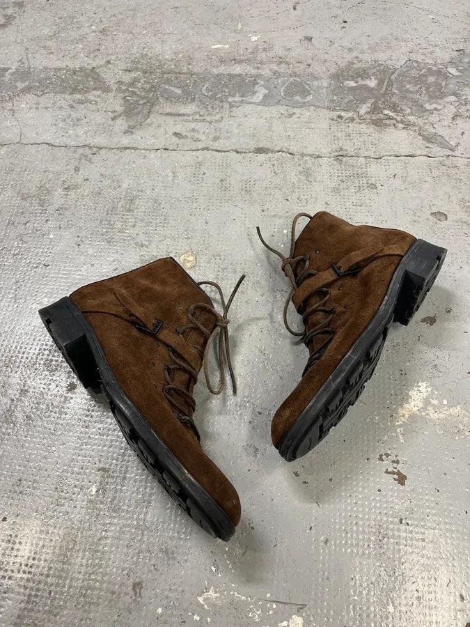 2000s Gucci Hiking Brown Suede Leather Boots bQASBhE 1