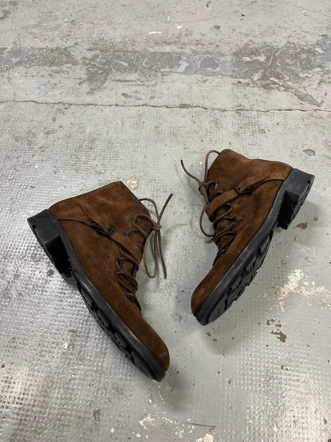 2000s Gucci Hiking Brown Suede Leather Boots bQASBhE 1