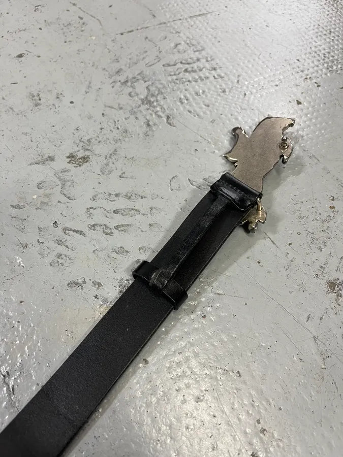 2000s Gucci Horse Rider Buckle Black Leather Belt xDknnTG 7