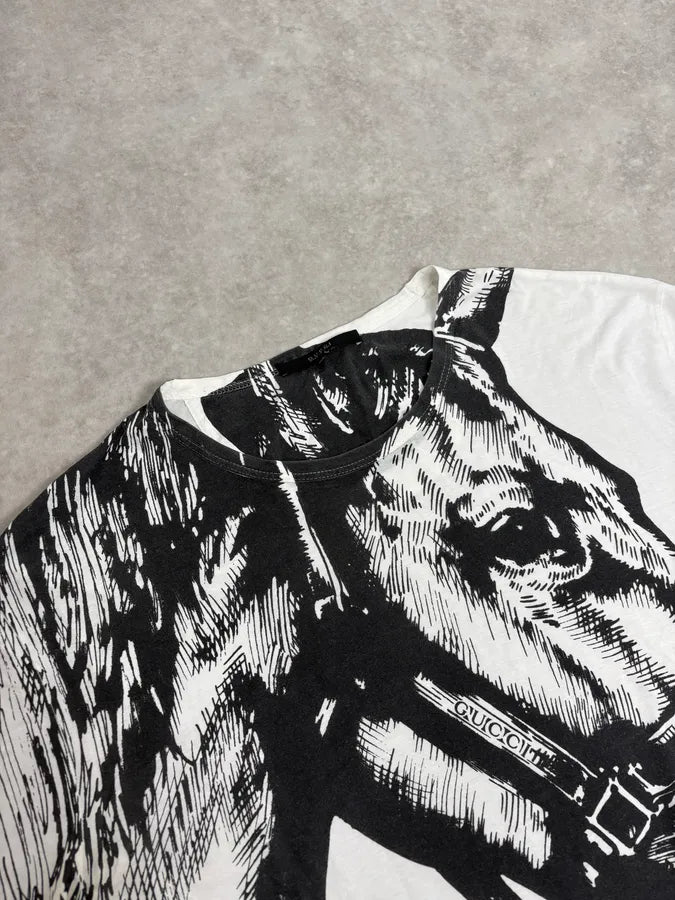 2000s Gucci Horse White T-Shirt Gjgfjhr 4