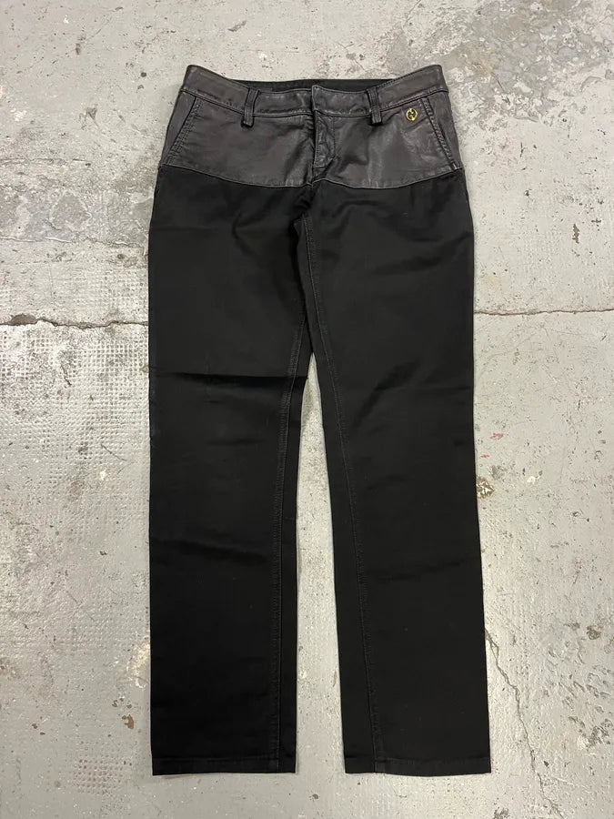 2000s Gucci Hybrid Leather Black Casual Pants (S/M) tcEuKKZ 0