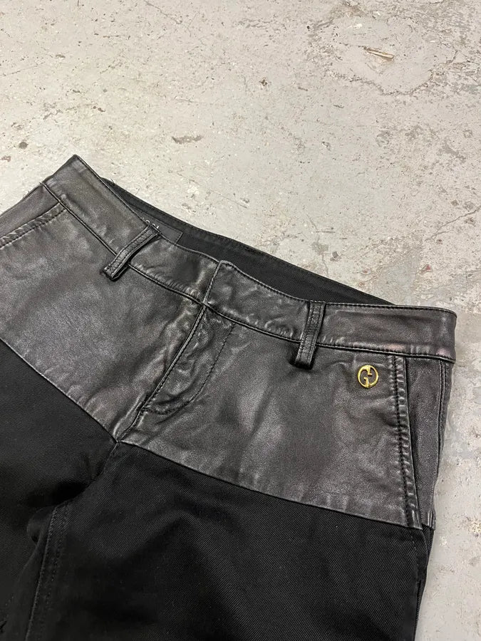 2000s Gucci Hybrid Leather Black Casual Pants (S/M) tcEuKKZ 2