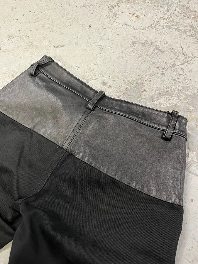 2000s Gucci Hybrid Leather Black Casual Pants (S/M) tcEuKKZ 5