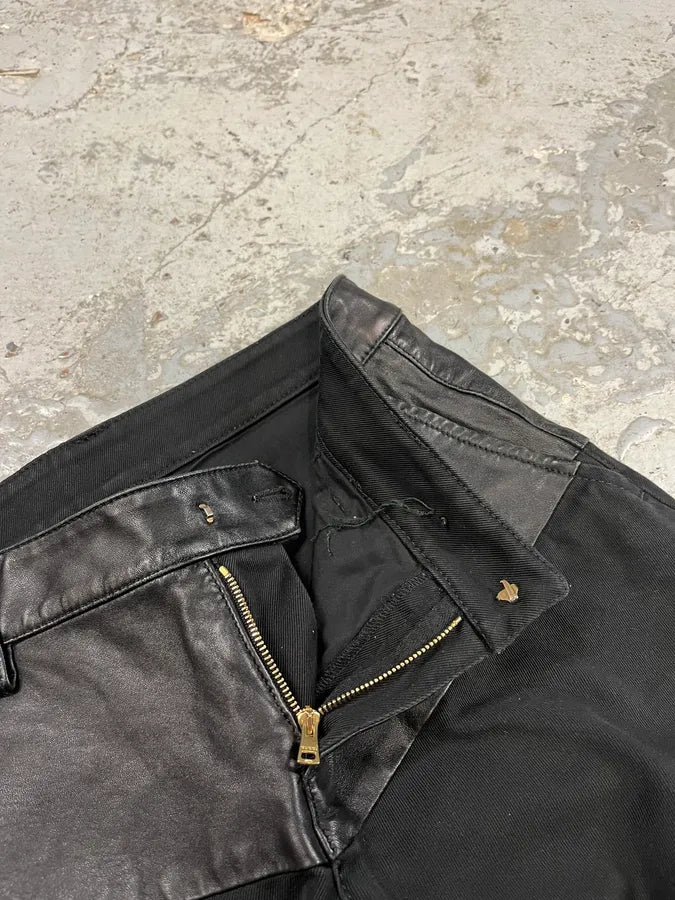 2000s Gucci Hybrid Leather Black Casual Pants (S/M) tcEuKKZ 6