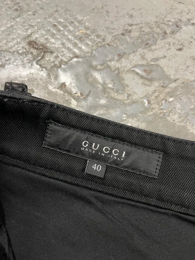 2000s Gucci Hybrid Leather Black Casual Pants (S/M) tcEuKKZ 7