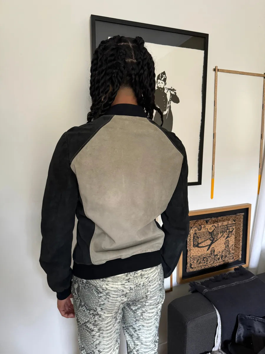 2000s Gucci Italian Bicolor Suede Leather Bomber Jacket XmnTMdx 2