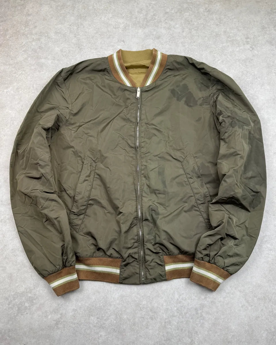 2000s Gucci Khaki & Olive Reversible Nylon Bomber Jacket BEBkGEq 6
