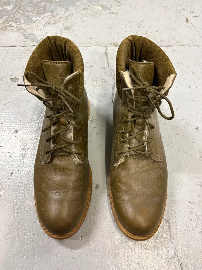 2000s Gucci Khaki Classy Leather Boots SfibeBS 1