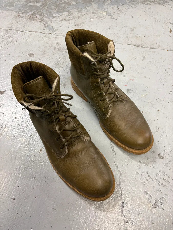 2000s Gucci Khaki Classy Leather Boots SfibeBS 3