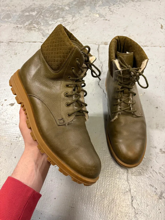 2000s Gucci Khaki Classy Leather Boots SfibeBS 0