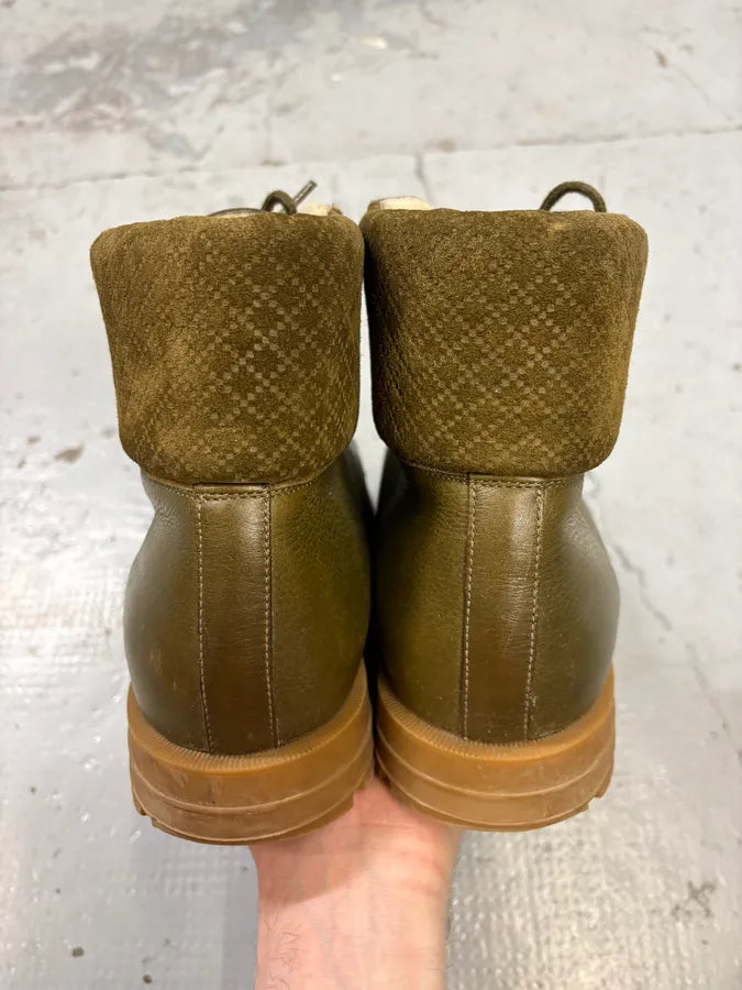 2000s Gucci Khaki Classy Leather Boots SfibeBS 6