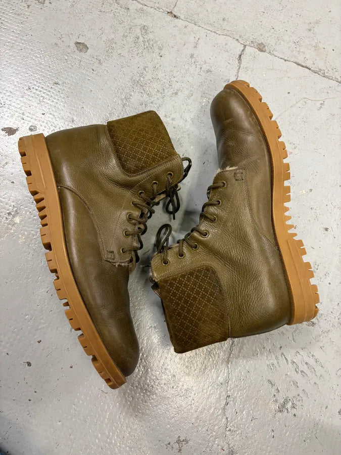 2000s Gucci Khaki Classy Leather Boots SfibeBS 5