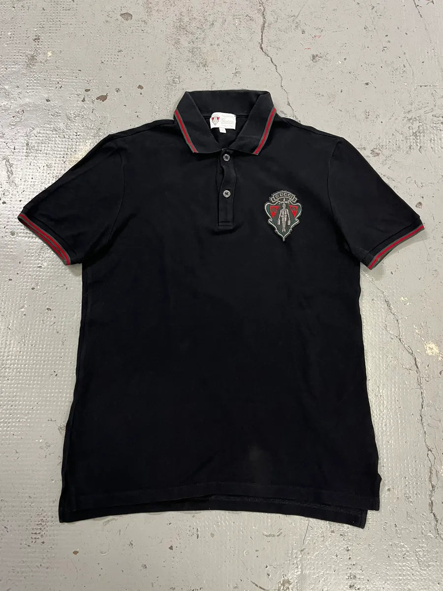2000s Gucci Knight Brodery Black Polo by Frida Giannini owlGRqN 0