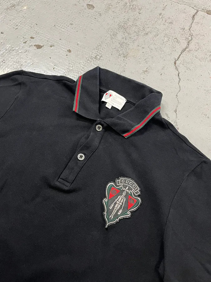 2000s Gucci Knight Brodery Black Polo by Frida Giannini owlGRqN 3