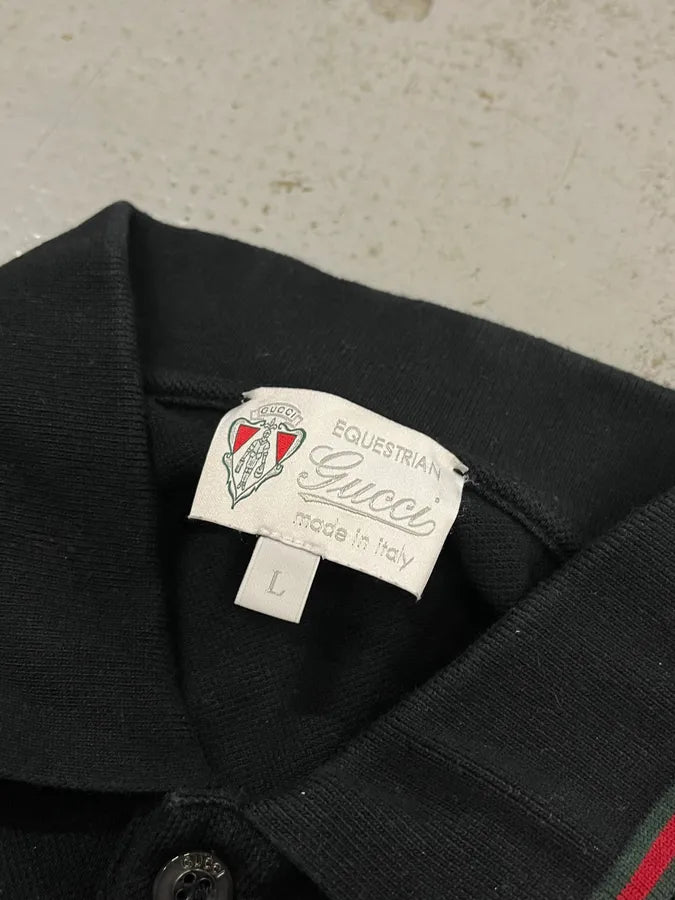 2000s Gucci Knight Brodery Black Polo by Frida Giannini owlGRqN 6