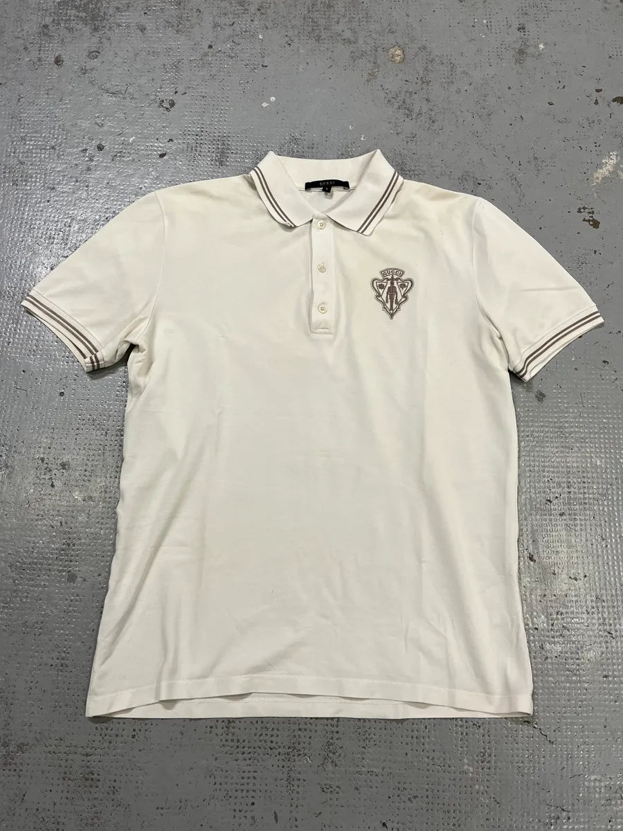 2000s Gucci Knight Brodery White Polo by Frida Giannini nZzFFqN 0