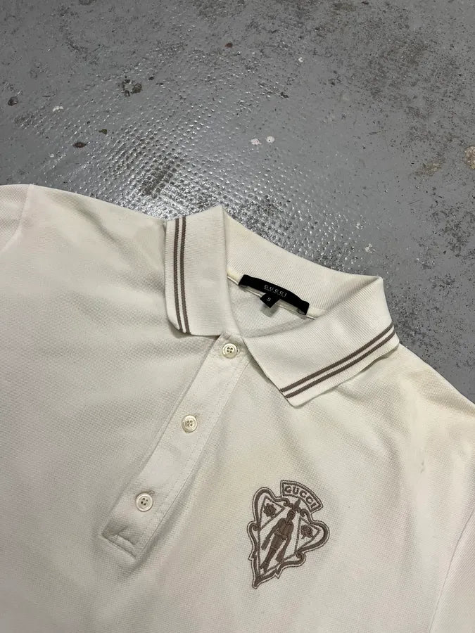 2000s Gucci Knight Brodery White Polo by Frida Giannini nZzFFqN 3