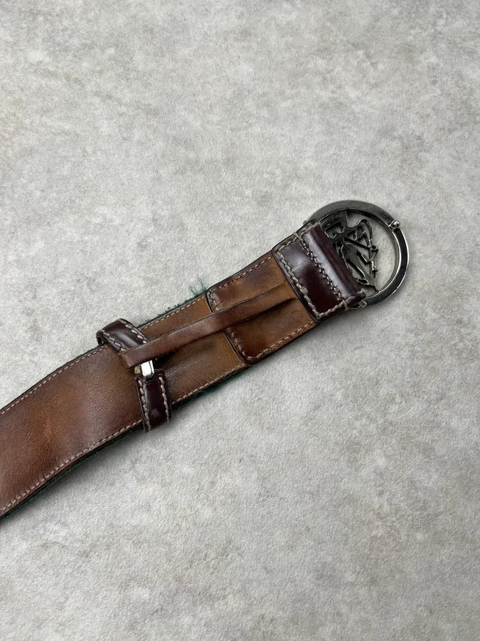 2000s Gucci Knight Buckle Red & Green Canvas Belt by Frida Giannini kLCuIBU 7