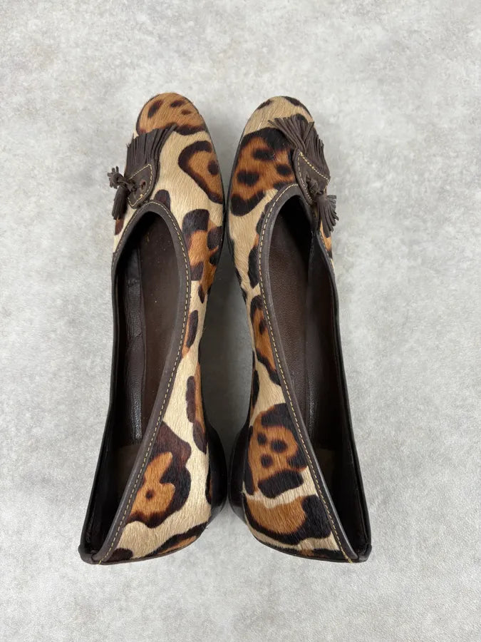 2000s Gucci Leopard Print Pony Hair Slip On Ballet Flats gNxUgFZ 2