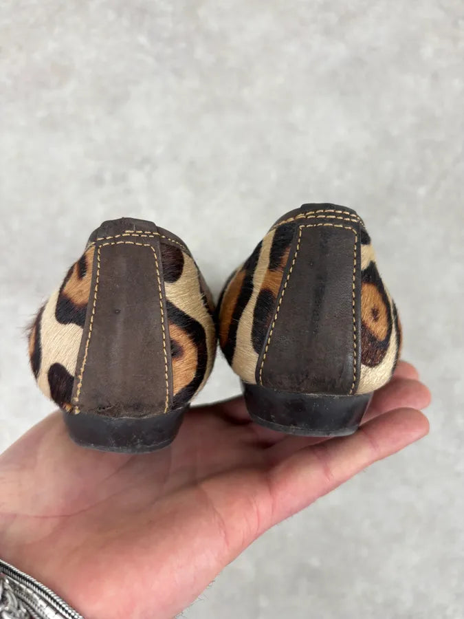 2000s Gucci Leopard Print Pony Hair Slip On Ballet Flats gNxUgFZ 4