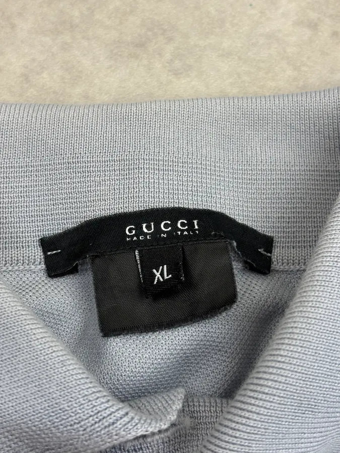 SS2002 Gucci Light Blue Minimalist Embroidered Logo Polo by Tom Ford XLtFOvq 9