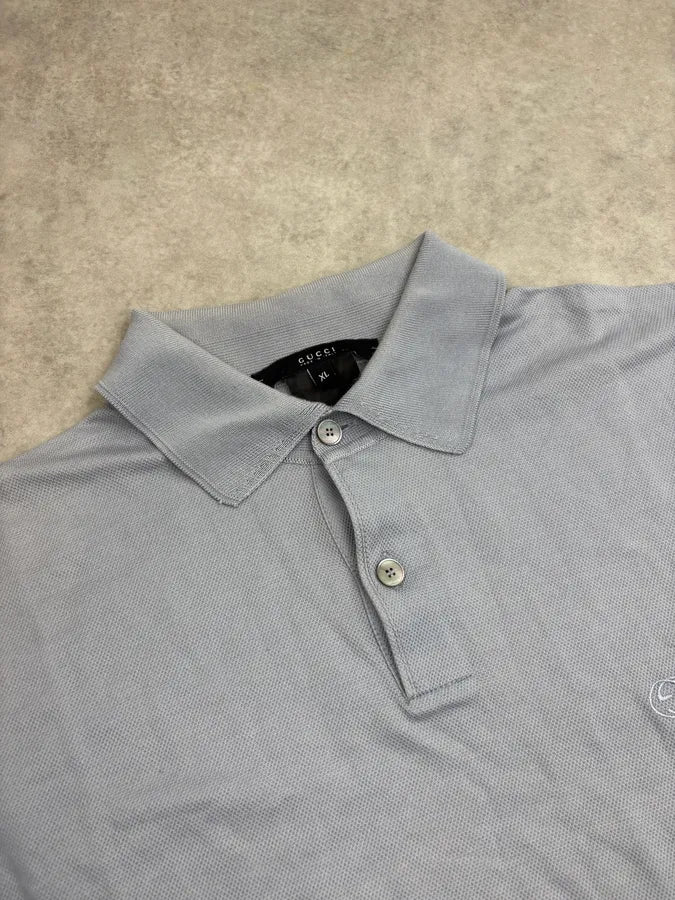 SS2002 Gucci Light Blue Minimalist Embroidered Logo Polo by Tom Ford XLtFOvq 4