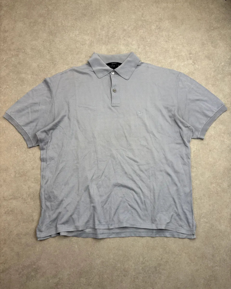 SS2002 Gucci Light Blue Minimalist Embroidered Logo Polo by Tom Ford XLtFOvq 2