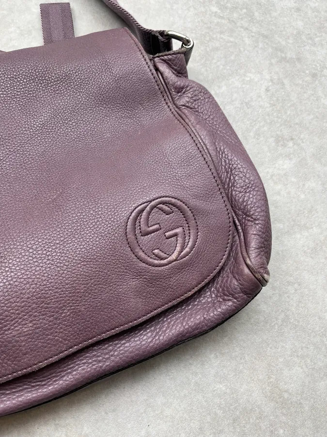 2000s Gucci Mauve Leather Messenger  Bag by Frida Giannini gjMYeim 6