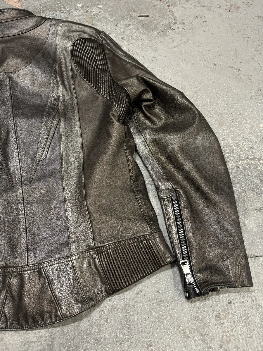 2000s Gucci Metallic Grey Rock Avant-Garde Leather Biker Jacket ClpPhBt 3